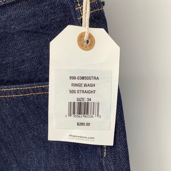 RE/DONE Size 34 Men's 50s Straight Rinse Wash $285 msrp Dark Blue Jeans G13-7 - Picture 6 of 8